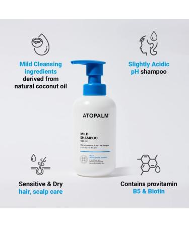 Atopalm Mild Shampoo Tear-Free Hypoallergenic Hair Care for Sensitive Skin Biotin for Dry Scalp Paraben & Mineral Oil-Free pH Balancing Nourishing Hydrating | Kbeauty (300ml) - Buy Online on GoSupps.com