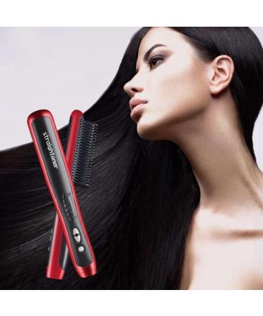 Buy Ayzal Hair Straightener Comb Matte Black - Fast Heating Anti-Scald Brush for Women with 6 Temperature Settings | International Shipping - Buy Online on GoSupps.com