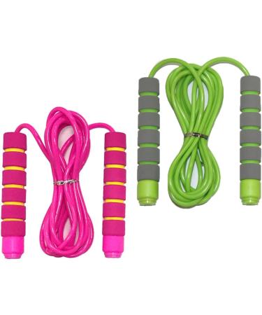 Kids Adjustable Jump Rope with Soft Foam Handles - Fun Outdoor Activity for Boys & Girls - Pink-Green - Buy Online on GoSupps.com