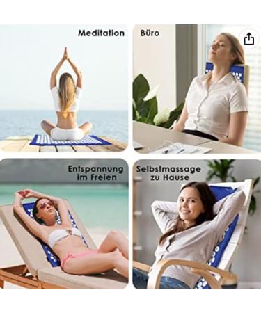 AkuPressureatte 5-in-1 Set: 70x42x2cm with Massage Balls Pillow & Bag for Back Pain Relief Relaxation Better Sleep & Improved Blood Circulation - Black/Blue - Buy Online on GoSupps.com