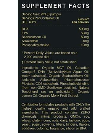 Cymbiotika DHA Omega 3 EPA & Astaxanthin 4mg Liquid Supplement - Supports Brain, Vision & Heart Health - Pregnancy Wellness - Vegan, Gluten Free, Keto - Lemon Flavor - Buy Online on GoSupps.com