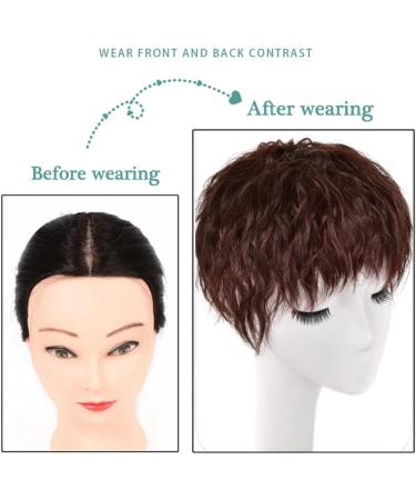 Synthetic Hair Topper With Bangs Clip In Hair Extensions Wavy Black Brown Hair Pieces for Women cover the white hair 2/33 3Clips - Buy Online on GoSupps.com