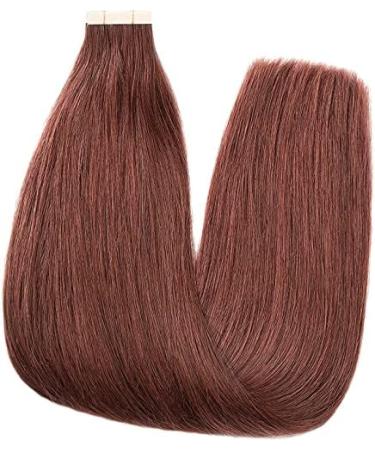 Hotlulana 18-Inch Dark Red Brown Tape Extensions - 100% Real Remy Hair 40g Invisible Skin Weft 20 PCs #33 - Buy Online on GoSupps.com