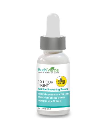 BodyVerde Ten Hour Tight Wrinkle Smoothing Serum  All Natural Anti Aging Serum  Wrinkle Filler Powered by Plants for an Instant Facelift  Visibly Firms & Tightens  Works in Minutes  1oz
