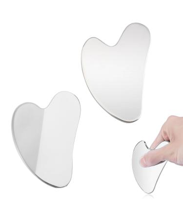 2 pieces gua Sha stainless steel gua Sha stone stainless steel guasha massage tool guasha face massager gua Sha stainless steel for face neck for skin care beauty and relaxation of the body muscles
