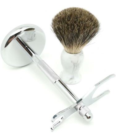 Buy NSNT Exquisite Razor Brush for Men - Pure Roof Hair Shaving Brush & Soap Holder 2.9x6 inches Silver - Buy Online on GoSupps.com