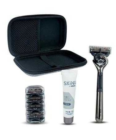 Hard carrier bag compatible with Gillettes manual razor portable travel bag for Gillett fusion razor for men Gillettes heated razor protection box (3 in 1) 3-in-1