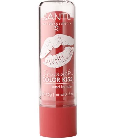 SANTE Natural Cosmetics Smooth Color Kiss Soft Red Tinted Lip Balm Moisturizes Delicate Fruity Fragrance 1x5g