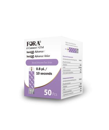 FORA 6 Connect 50 Blood Ketone Test Strips, Ideal for Keto Diet and Low Carb Weight Loss