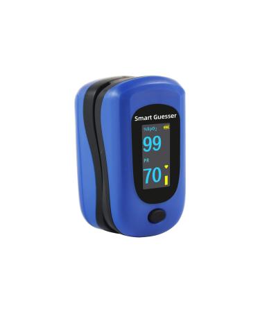 Smart Guesser Pulse Oximeter Fingertip Blood Oxygen Saturation Monitor, Heart Rate/Spo2 Oximeter With OLED Screen, AAA Batteries, Lanyard And Protection Bag, Blue