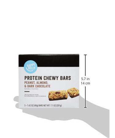 Happy Belly Protein Chewy Bars - Peanut, Almond, Dark Chocolate - 5 Count x 6 Pack - Buy Online on GoSupps.com