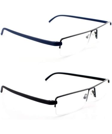 Kokobin Ultralight TR90 Reading Glasses for Men & Women - Classic Metal Half-Rim Style +1.0 Diopter - 2 Pieces with Case & Cleaning Cloth - Buy Online on GoSupps.com