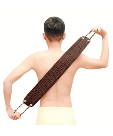 Exfoliating Back Scrubber for Shower  Enhanced Handle  Extra Long Bath Brush Towel  Back Skin Mud Rubbing Artifact  Double-Sided Design (Brown)
