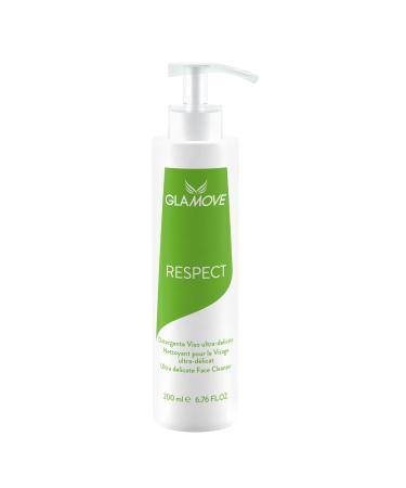 Ultra-Delicate Face Cleanser 200 ml - RESPECT by Glamove - Removes Make-Up Sweat and Impurities without Over Drying Soothing Even the Most Sensitive Skins - MADE IN ITALY Vegan
