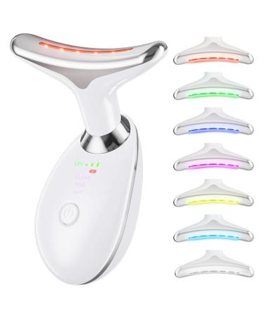 Neck and Face Massager 7- IN -1 Face Sculpting Tool for Skin Care and Double Chin with Vibration Thermal(White)