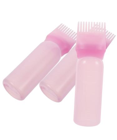 FRCOLOR 3pcs Medicine Bottle Applicator Bottle for Shampoo Color Dye Root Bottle Dye Bottle Applicator Comb Scalp Scrubber Bottle Applicator Plastic 17.50X4.50X4.50CM Pink
