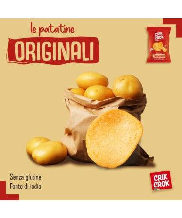  Italian Gourmet E.R. Crik Crok Le Patatine Originali gluten-free potato chips savory snack 150g pack each pack contains 6 x 25g sachets + Gourmet Italian Polpa di Pomodoro - Buy Online on GoSupps.com