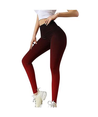 Sexy Bow Tie Workout Leggings High Waist Booty Ruched Yoga Pants Gradual Slim Footless Butt Lift Athletic Compression Tights Red Medium