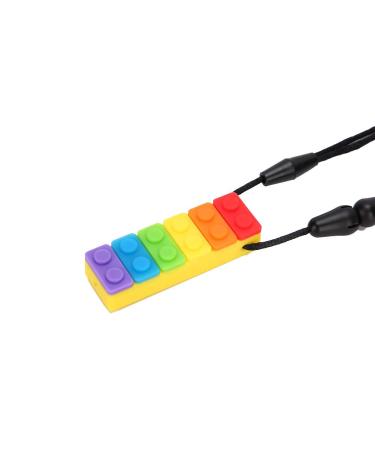 Silicone Bite Ring - High-Temperature Resistant Building Stone Necklace | Durable Chewing Trailer in Yellow Rainbow Blocks - Buy Online on GoSupps.com