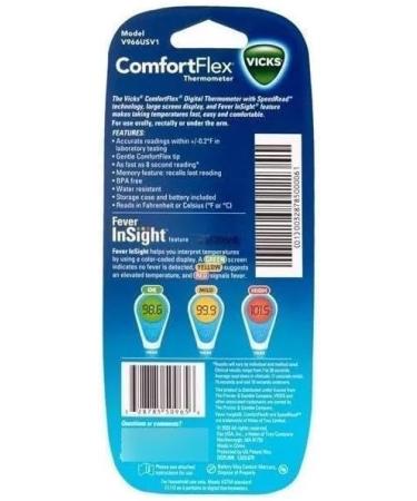 Vicks ComfortFlex Digital Thermometer - Accurate & Fast 8-Second Readings for Oral Rectal & Underarm Use | International Shipping Available - Buy Online on GoSupps.com