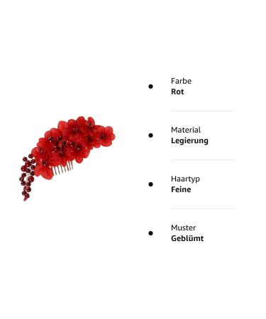 Handmade Bridal Hair Side Comb Clip | Tulle Wedding Accessories | Red Hairpiece - Buy Online on GoSupps.com