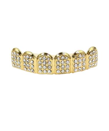 Gold teeth diamond grill punk toothbrushes teeth teeth top and underside face mouth for their teeth men women (color: glodes upper teeth) gold-plated upper teeth.