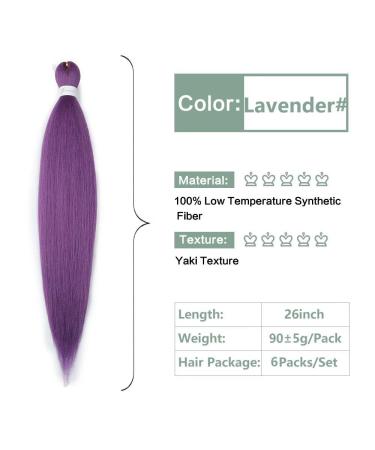YDDM 26 Pre Stretched Braiding Hair Extensions - 6 Packs Lavender Jumbo Braids for Stylish Hair Art - Buy Online on GoSupps.com