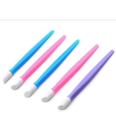 6pcs Professional Plastic Handle Hard Rubber Tipped Nail Art Tool Cuticle Pusher Cleaner(Random Color)