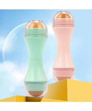 Oil-Absorbing Volcanic Roller | Double Head Facial Scooter with Interchangeable Stones | Portable Oil Control for Glowing Skin (Green) - Buy Online on GoSupps.com