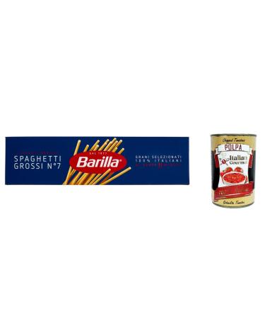 Italian Gourmet E.R. Pack of 5 long pasta shapes spaghetti Grossi no. 7 100% Italian 500g + Italian Gourmet polpa 400g