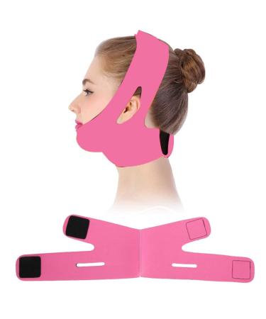 Face Slimming Bandage Belt Face-lift Double Chin Skin Strap Facial Skin Lift Face Massage Belt Breathable Elastic Fabric Skin-friendly Improve Double Chin Bandage(pink)