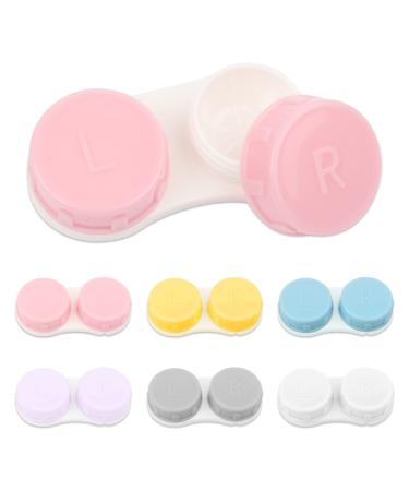 Sihuuu Colorful Contact Lens Case,6 Pack for Travel, Home, Outdoor, Mini Contact Lens Soak Storage Kit(Yellow+Blue+Pink+Purple+Gray+White)