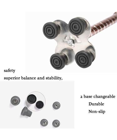 Walking Stick/Crutches Lightweight Aluminum Alloy Sticks with Light Handle 9 Height Levels Adjustable for Elderly Men or Women 4 Legs Base 2 Changeable Bronze Base Fixed Journey - Buy Online on GoSupps.com