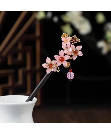 3 Pack Vintage Wooden Chinese Flower Hair Sticks - Handmade Japanese Style Headpiece for Women - Buy Online on GoSupps.com