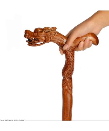 Wooden Walking Sticks Solid Wood Gift Walking Sticks Dragon Shaped Handle Old People Carving Canes Crutch and Sturdy Mobility Aid for Elderly Seniors & Handicap Prosperous - Buy Online on GoSupps.com