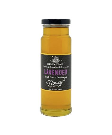 HONEY FEAST Organic Lavender Honey | 12oz Gourmet Flavored Honey | Perfect for Tea, Cooking & Baking | Florida Beekeeper-Bottled
