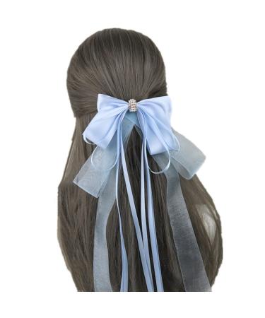 Women Handmade Ribbon Sweet Cute Hairpin Lolita Hair Bow Clips Lolita Party Princess Barrette Hair Accessories (Light Blue)