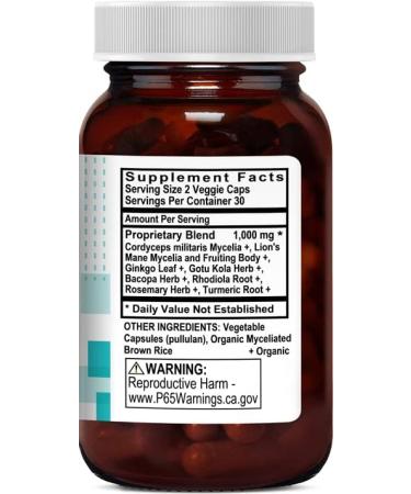 Kovite Brain Mushroom Support - Organic Certified - 60 Vegetable Capsules - Buy Online on GoSupps.com