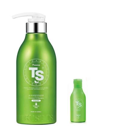 Premium TS Hair Loss Prevention Shampoo 500ml(16.9oz) + 100ml(4.23oz)  Made in Korea by TS Shampoo (Plus 2 Travel Pouches)
