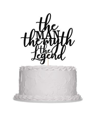 Sleyberoy Black Glitter The Man The Myth The Legend Cake Toppers - Father's Day Gifts Happy Birthday Party For Dad Father's Day Party Men's Retirement Farewell Party Cake Decorating Supplies