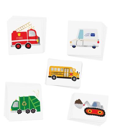 Kids Temporary tattoos - Beep Beep Variety Set of 25 assorted Flash Tattoos  premium waterproof colorful metallic gold and sliver kids temporary tattoo  boys temporary tattoo  car tattoo  truck tattoo  boys party favor  ...