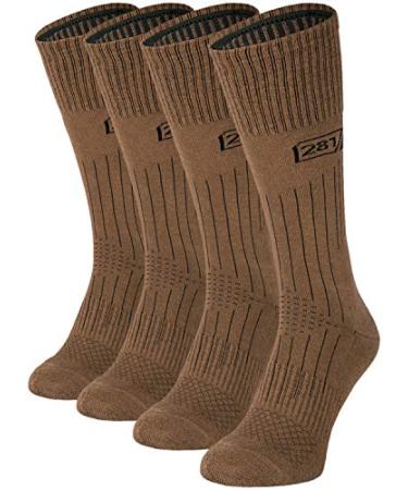 281Z Military Lightweight Boot Socks - Tactical Trekking Hiking - Outdoor Athletic Sport (Coyote Brown) Coyote Brown 4 Pairs Medium