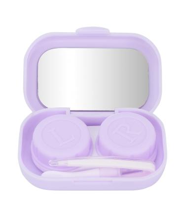 Contact Lens Case Portable Mini Contact Lens Travel Kit Case Soaking Box Container Storage Holder with Mirror(Purple)