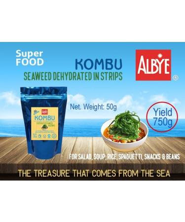 Kombu Seaweed Dehydrated in Strips Bag with 1.8oz/50g Grows at 27oz/750g Vegan. The Treasure That Comes from The Sea!. - Buy Online on GoSupps.com