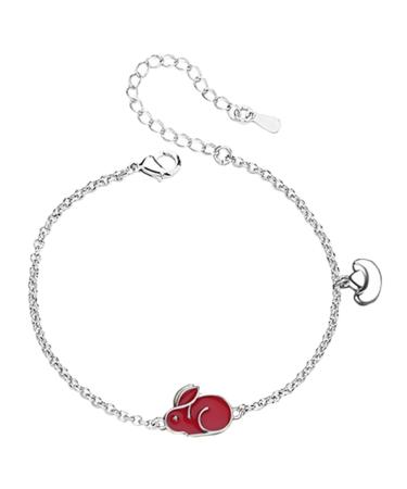 CHILDWEET Bunny Bracelet Year of The Rabbit Bracelet Chinese Zodiac Jewelry Chinese Zodiac Animal Bracelets Birthday Bracelet Chinese New Year Jewelry Red Jewelry Women's Silver Charm China