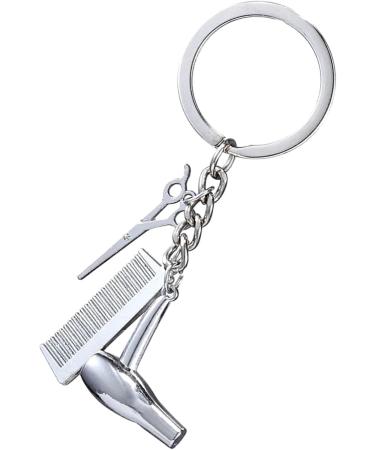 Hair Dryer Keychain - Hairdresser Comb Scissors Hair Dryer Keychain Hairdressing Hair Dryer Stylish Pendant For Salon Graduation Silver - Buy Online on GoSupps.com