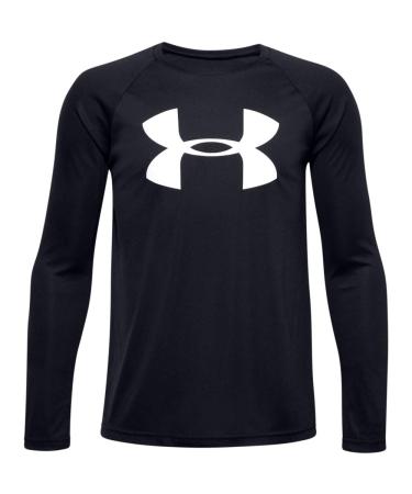 Under Armour Boys' Tech Big Logo Long-Sleeve T-Shirt Black (001)/White Large