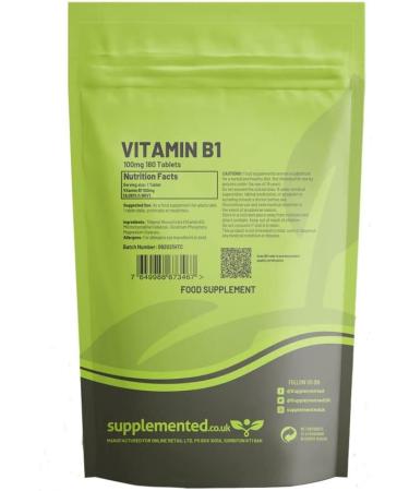 Vitamin B1 (Thiamin) 100mg | 180 Vegan Tablets - Essential Energy Support - Buy Online on GoSupps.com