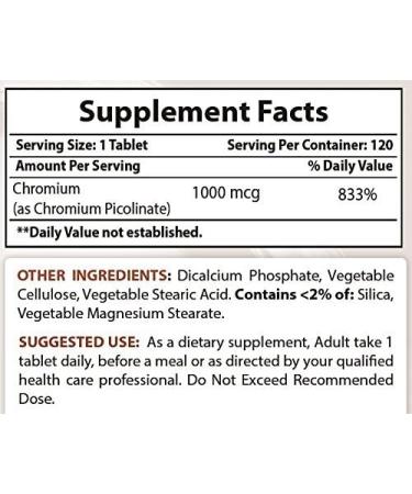 Best Naturals Chromium Picolinate 1000mcg 120 Tablets - Pack of 3 | High Potency Supplement - Buy Online on GoSupps.com