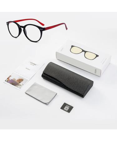 Stylish Red Reading Glasses for Men & Women - Spring Hinges Anti Eyestrain Resin Lenses 2.5x Magnification - Buy Online on GoSupps.com